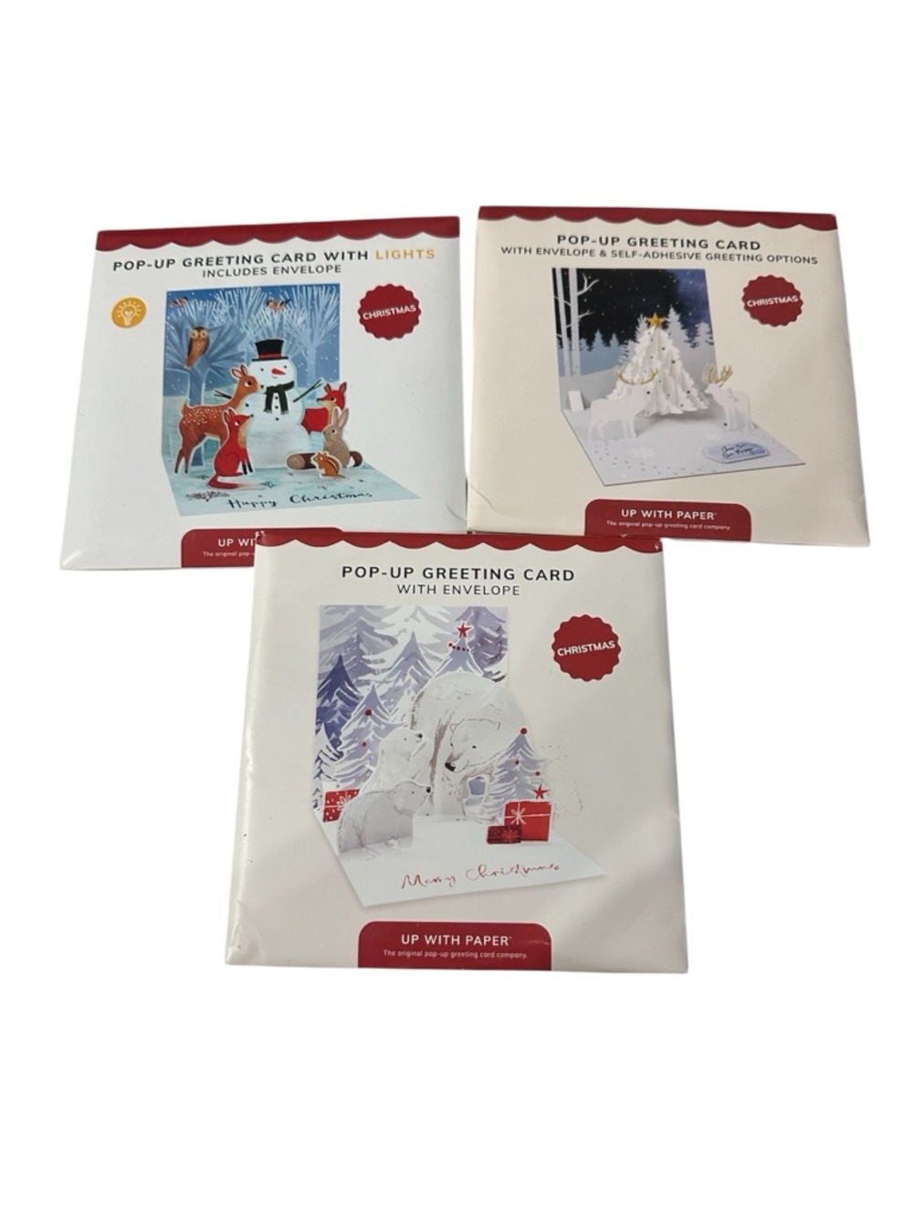 Christmas pop up greeting card pack of 3 NWT
